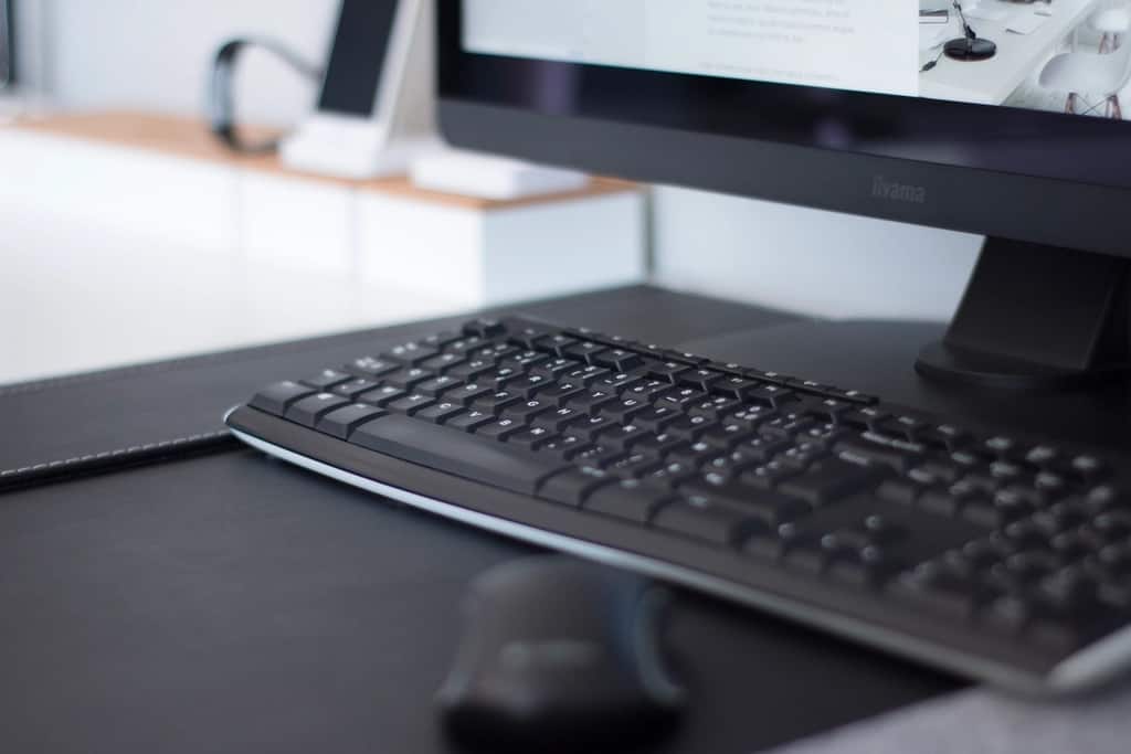 A high-resolution monitor displaying crisp detailed interface work